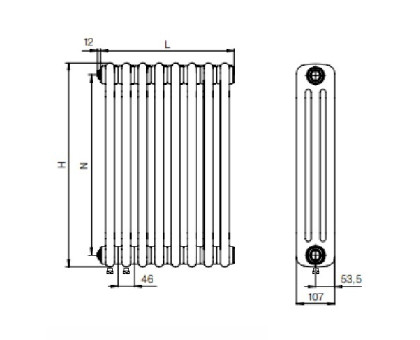 Стальной трубчатый радиатор RIFAR TUBOG TUB 3180-04-DV1-TI (Титан)