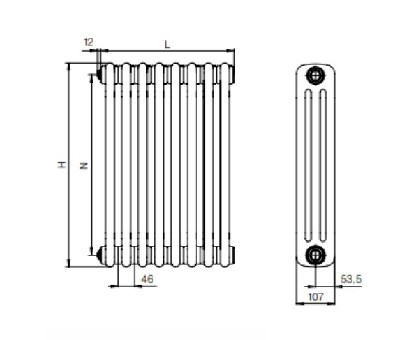 Стальной трубчатый радиатор RIFAR TUBOG TUB 3180-04-AN (Антрацит)