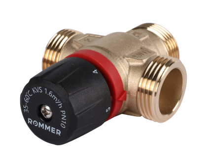 ROMMER RVM-0132-166025 Термостатический смесительный клапан для систем отопления и ГВС 1  НР 35-60°С KV 1,6 (боковое смешивание)