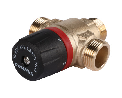 ROMMER RVM-1121-186520 Термостатический смесительный клапан для систем отопления и ГВС 3/4  НР 30-65°С KV 1,8 (центральное смешивание)