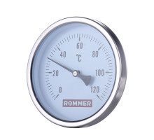 RIM-0001-105015 Термометр ROMMER биметаллический с погружной гильзой. Корпус Dn 100 мм, гильза 50 мм 1/2 , 0...120°С