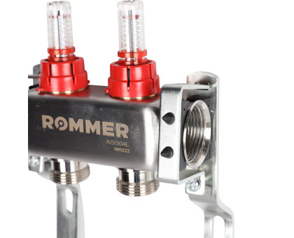 ROMMER RMS-1200-000002 ROMMER Коллектор из нержавеющей стали с расходомерами 2 вых.