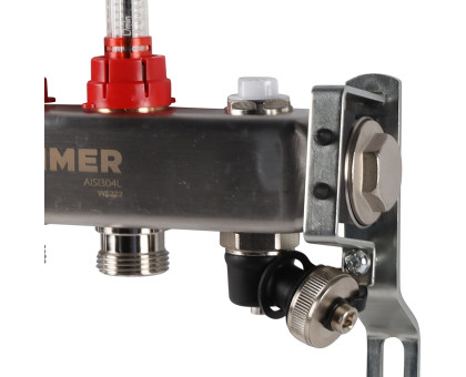 ROMMER RMS-1201-000003 ROMMER Коллектор из нержавеющей стали с расходомерами, с клапаном вып. воздуха и сливом 3 вых.