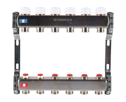 ROMMER RMS-3200-000006 ROMMER Коллектор из нержавеющей стали без расходомеров 6 вых.