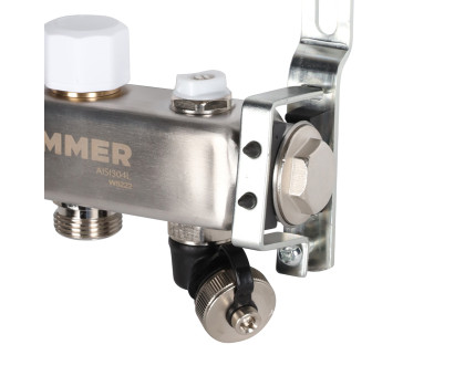 ROMMER RMS-3201-000002 ROMMER Коллектор из нержавеющей стали без расходомеров, с клапаном вып. воздуха и сливом 2 вых.
