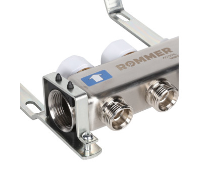 ROMMER RMS-3201-000002 ROMMER Коллектор из нержавеющей стали без расходомеров, с клапаном вып. воздуха и сливом 2 вых.