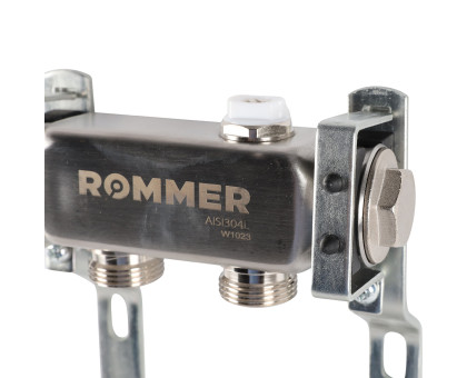 ROMMER RMS-4401-000002 ROMMER Коллектор из нержавеющей стали для радиаторной разводки 2 вых.