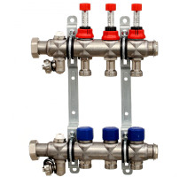 Коллекторная группа ELSEN, 1", 7 контуров, размер отвода-3/4", с вентилями и расходомерами, нержавеющая ст