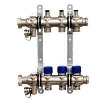 Коллекторная группа ELSEN, 1", 9 контуров, размер отвода-3/4", с вентилями, нержавеющая сталь