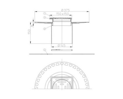 Надставной элемент Hutterer & Lechner с перфорированным фланцем из ABS и решеткой из нерж.стали (для HL72, HL317), DN 145