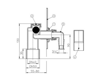Подсоединение Hutterer & Lechner для стиральной или посудомоечной машины, DN 40/50