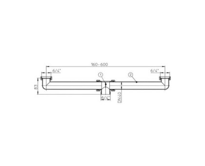 Сточное соединение Hutterer & Lechner для сдвоенной раковины, длина 160-510 мм, DN 6/4"