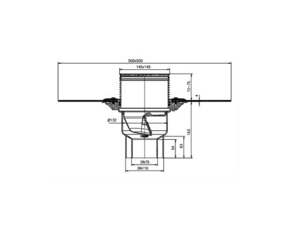 Трап Hutterer & Lechner для балконов и террас с полимербитумным полотном, с вертикальным выпуском, DN 50/75/110