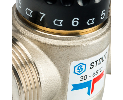 Термостатический смесительный клапан Stout для систем отопления и ГВС 1 1/4" НР 30-65°С KV 3,5