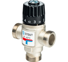 Термостатический смесительный клапан Stout для систем отопления и ГВС 3/4" НР 20-43°С KV 1,6