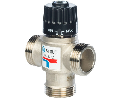 Термостатический смесительный клапан Stout для систем отопления и ГВС. G 1/4" НР 20-43°С KV 2,5