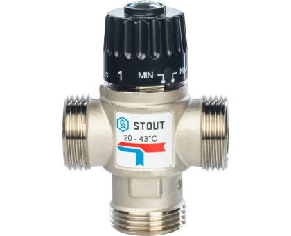 Термостатический смесительный клапан Stout для систем отопления и ГВС. G 1/4" НР 20-43°С KV 2,5