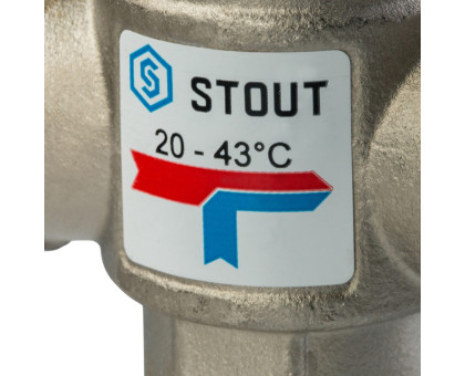 Термостатический смесительный клапан Stout для систем отопления и ГВС. G1 НР 20-43°С KV 1,6