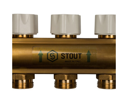 Распределительный коллектор Stout из латуни с расходомерами 5 вых.