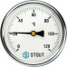 Термометр Stout биметаллический с погружной гильзой. Корпус Dn 100мм, гильза 75мм 1/2", 0...120°С