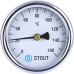 Термометр Stout биметаллический с погружной гильзой. Корпус Dn 63мм, гильза 75мм 1/ 2", 0...160°С