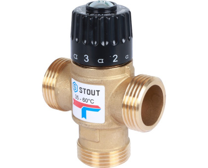 Термостатический смесительный клапан Stout для систем отопления и ГВС 1"; резьба