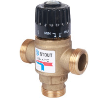 Термостатический смесительный клапан Stout  для систем отопления и ГВС 3/4"; НР 20-43°С KV 1,6