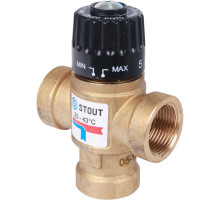 Термостатический смесительный клапан Stout  для систем отопления и ГВС 3/4"; ВР 20-43°С KV 1,6