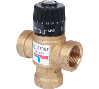 Термостатический смесительный клапан Stout  для систем отопления и ГВС 3/4";  ВР 35-60°С KV 1,6