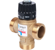 Термостатический смесительный клапан Stout  для ситем отопления и ГВС 1"; НР 35-60C Kvs 2,5