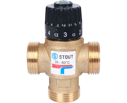 Термостатический смесительный клапан Stout для ситем отопления и ГВС 1"; НР 35-60C Kvs 2,5