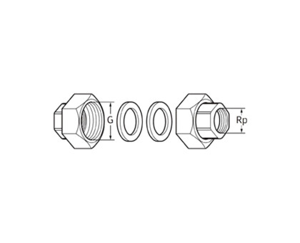 Детали присоединительные чугун Ду15 G 1"xRp 1/2" ВР (комплект) для циркуляционных насосов Wilo 4090808
