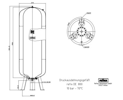 Reflex DE 800 PN10 гидроаккумулятор для систем водоснабжения